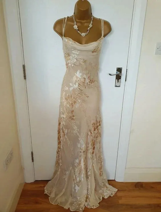 kamahe Vintage Champagne Floral Prom Dress Mermaid Birthday Outfits