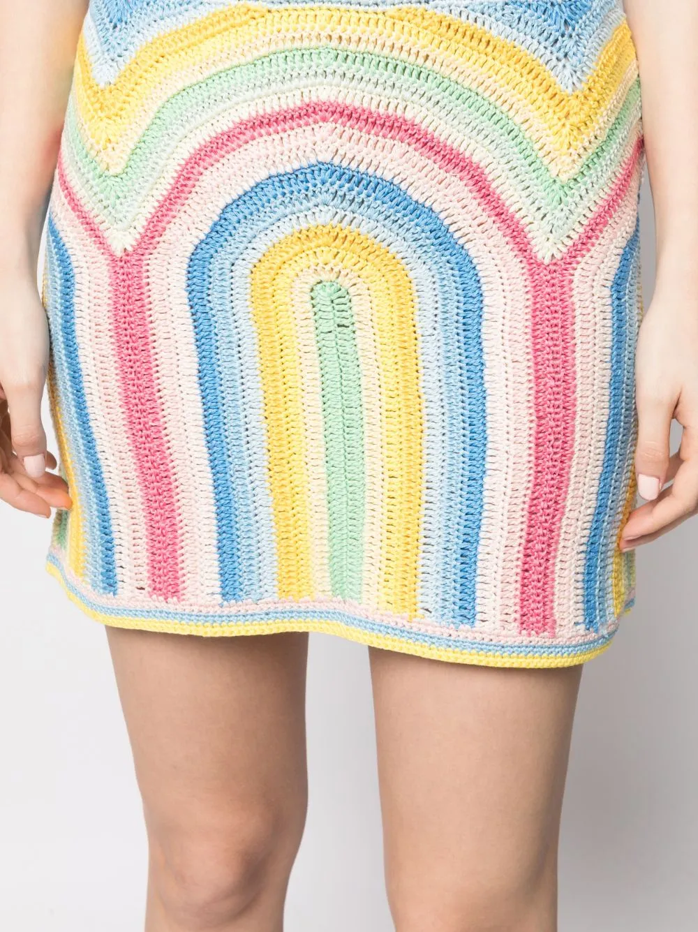 rainbow crochet mini skirt