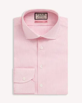 Thomas Pink Slim Fit Formal Fine Bengal Stripe Shirt Pink/White
