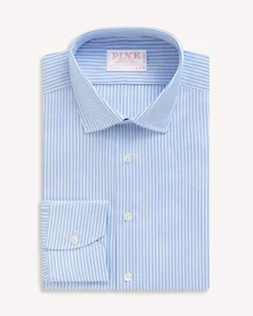 Thomas Pink Slim Fit Formal Poplin Bengal Shirt Pale Blue White